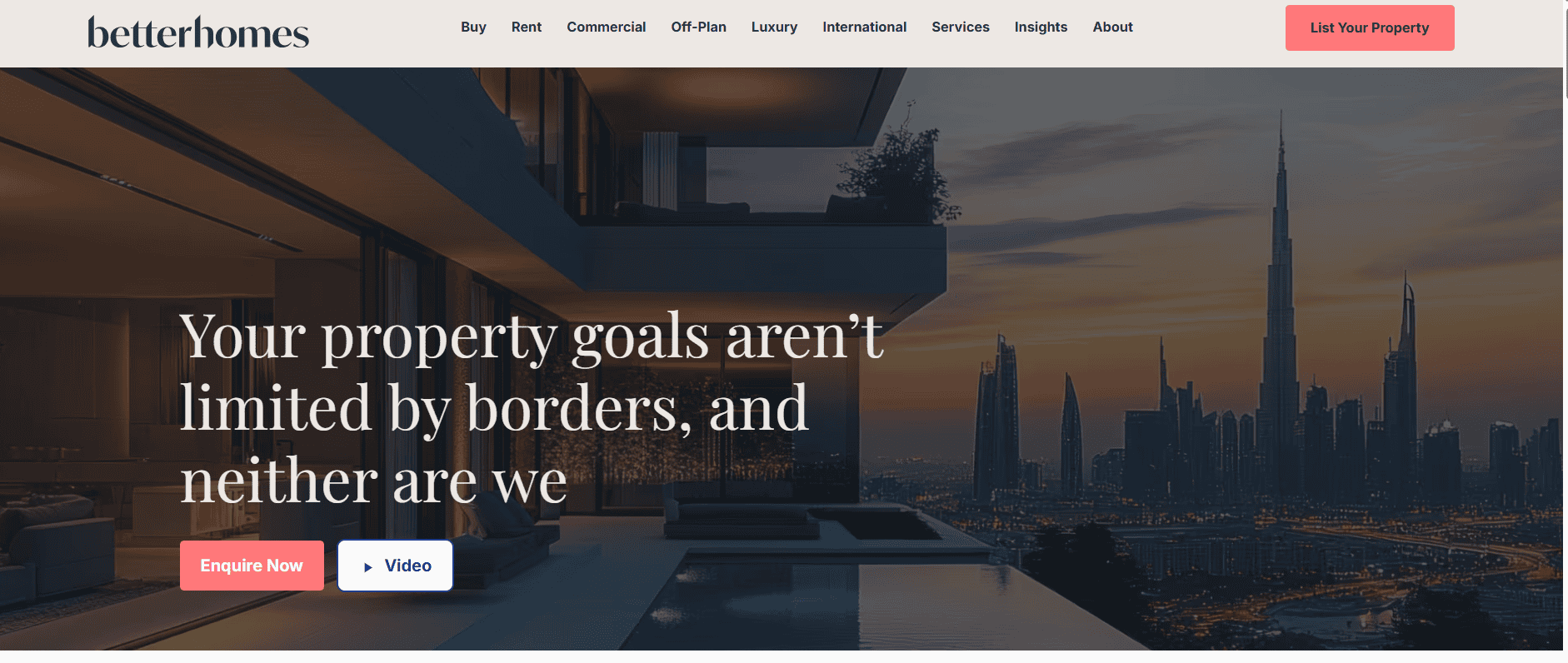 Betterhomes property management Dubai homepage