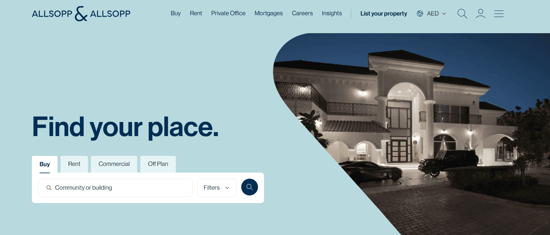 Allsopp and Allsopp property management Dubai homepage